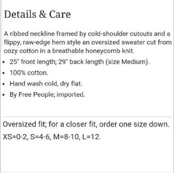 🔥XS,M🔥Free People Cold Shoulder Sweater - Picture 4 of 6